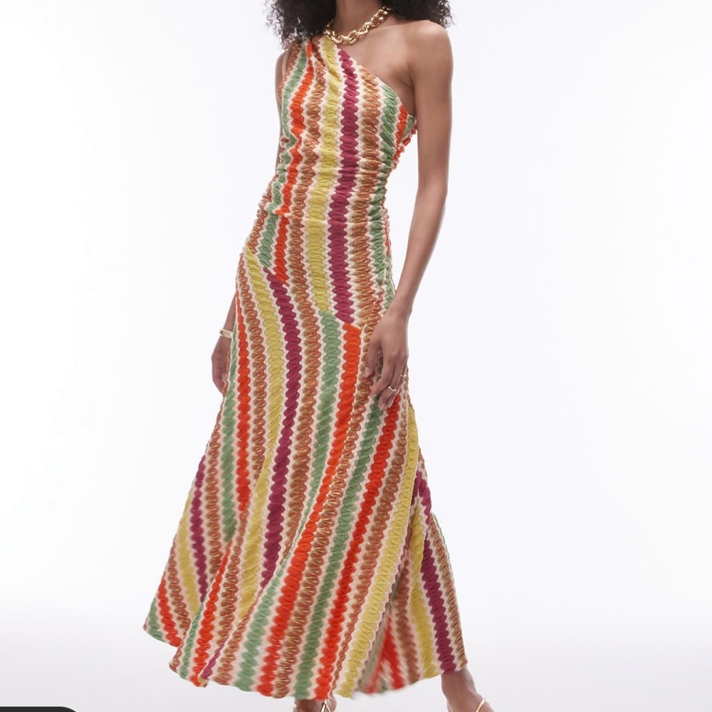 Topshop one shoulder crochet dress